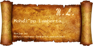 Mohápp Lamberta névjegykártya